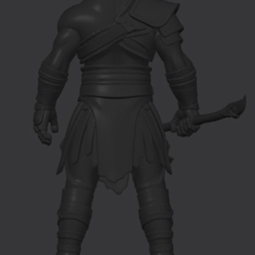 Kratos figure, black, ready to paint