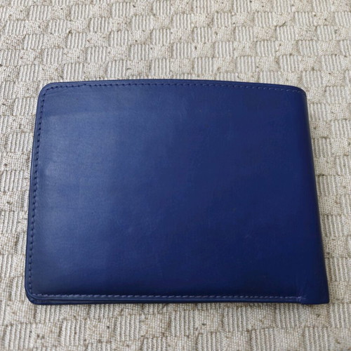 Leather wallet new, blue, elegant
