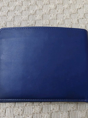 Leather wallet new, blue, elegant