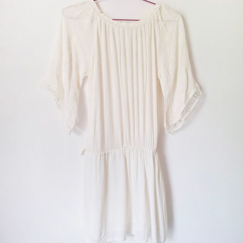 Iso white boho mini dress lace details size S like new