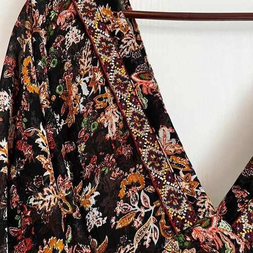 Zara Boho Flowy Maxi Dress like new, floral black multicolor