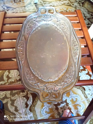 Antique brass tray used, small