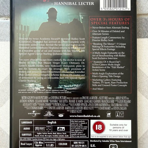 Hannibal 2-Disc Special Edition DVD like new with subtitles