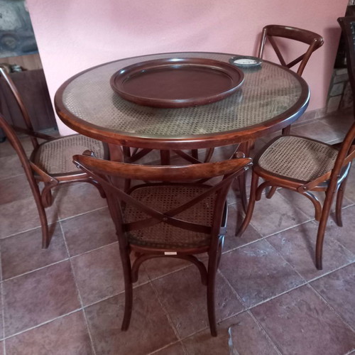Monastic style dining set used, 4 to 6 seats, mahogany