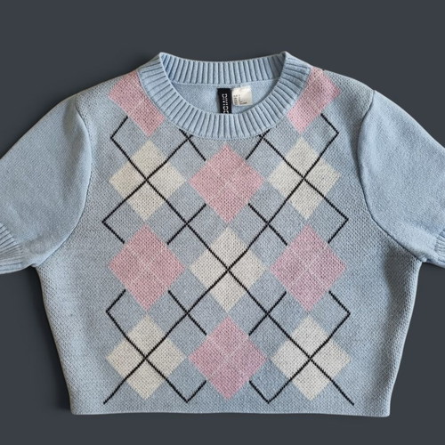 H&M Divided knitted crop top, blue
