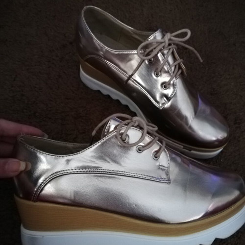 Wedge oxfords size 40 like new, pink gold platform