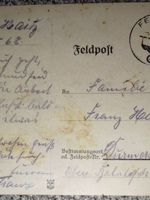 Feldpost 1942-1943 historical archive Franz Heitz new