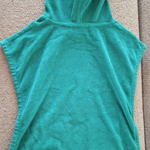 Sugarfree sleeveless terry top with hood like new, green and turquoise, size 12-14