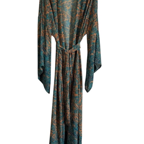 Kimono Vassia Kostara printed, like new, one size, blue and orange