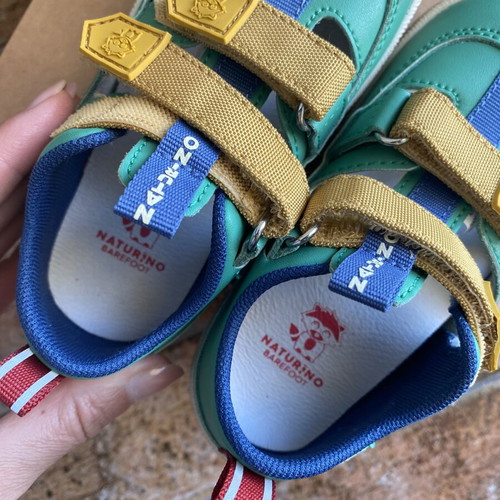 Naturino sandals size 24 new, leather, blue and green