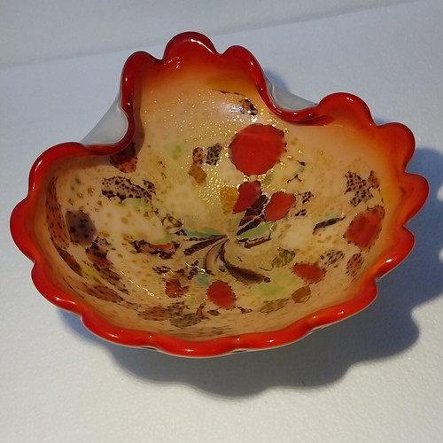 Murano Tutti Frutti Art Glass Bowl Vintage 1950-60s