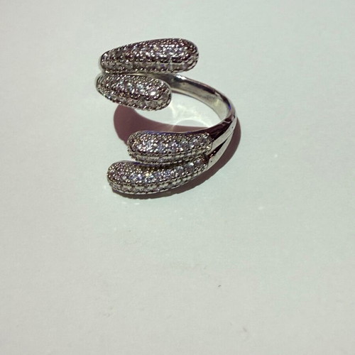 Vintage platinum plated ring with white zircon, adjustable size, like new