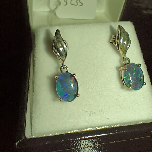 Silver earrings pair with opal, new, 925 sterling from Australia