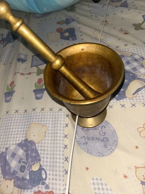 Γουδί μπρούτζινο μεταχειρισμένο, μεσαίο μέγεθος, αντίκα