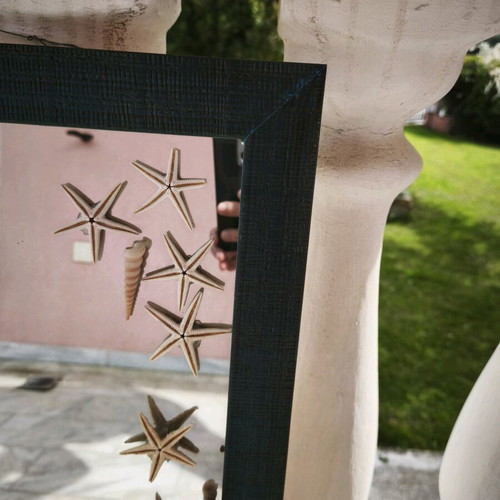 Large handmade mirror with seashells like new