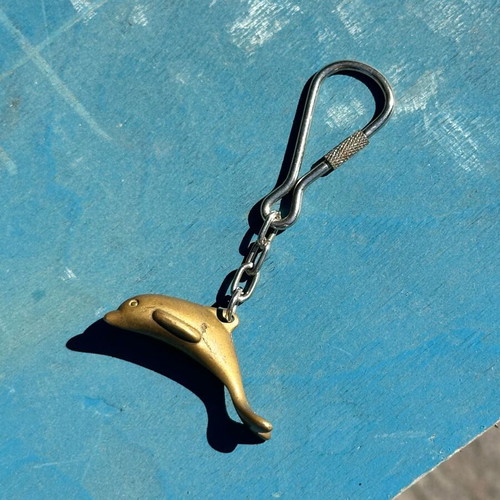 Vintage Dolphin Keychain made of Brass used
