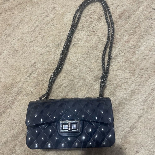 Shoulder bag used dark blue silicone with chain