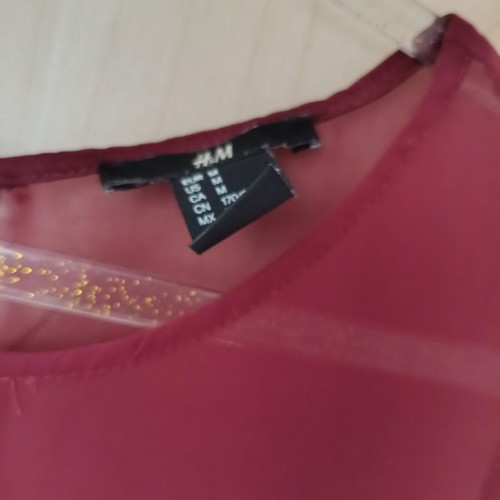 H&M burgundy blouse with transparent upper part, size medium, like new