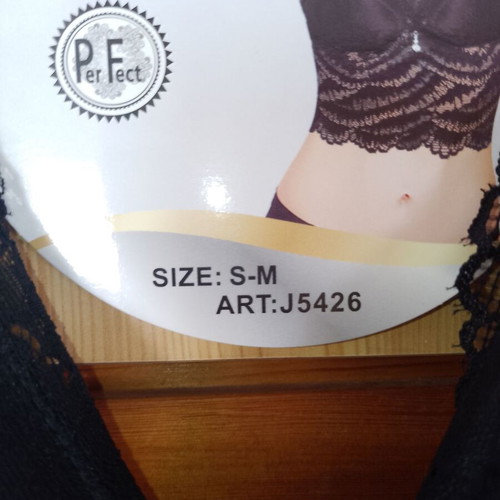 Lace top bra with padding and free pouch new, black, size S/M