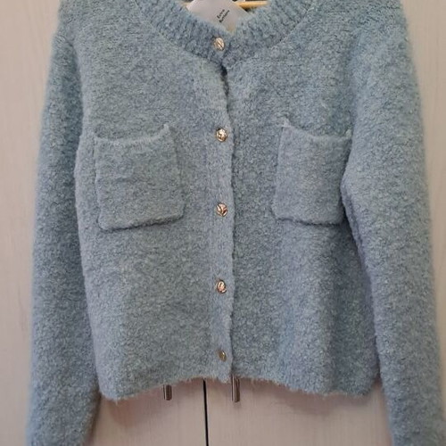 Mango women's tweed jacket cardigan XL new blue