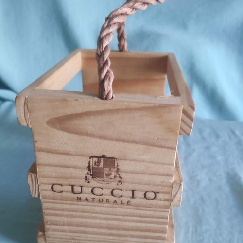 Cuccio Naturale Mini wooden crate with rope handle new