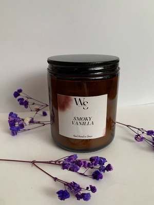 Soy candle with wooden wick and smoky vanilla scent 160gr new