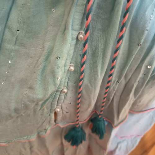 Indian summer dress, one size, cotton, pink and turquoise