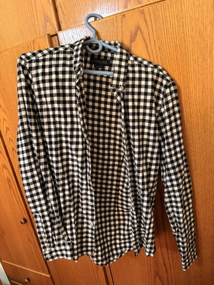 Zara Man Black White Gingham Check Shirt Size L Slim Fit Like New