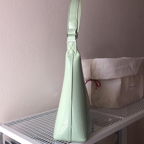 Glynit shoulder bag used, vinyl look, soft mint green