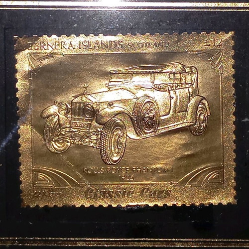 Classic Cars collectible frame with 22K gold postage stamp used