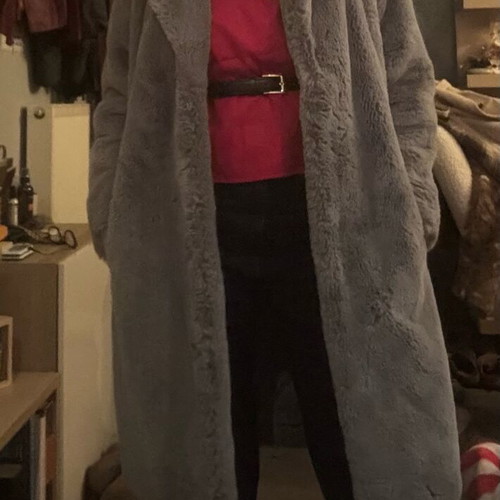 Faux fur Copenhagen like new, gray-blue, size L