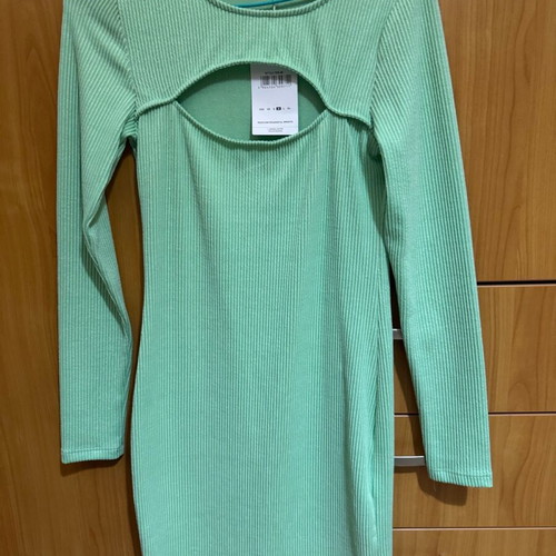 Sinsay dress with long sleeves new, green, size M