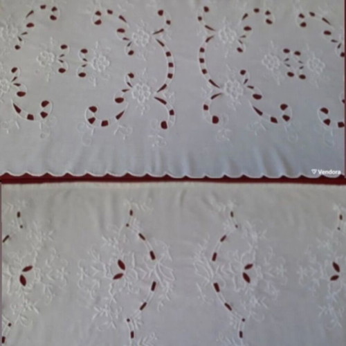Embroidered white cutwork table runners set of five like new
