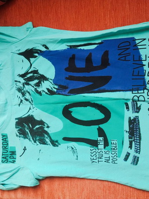 Women's turquoise green T-shirt XL with graphic print