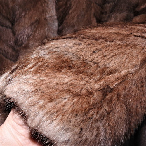 Calf fur used short brown-beige coat