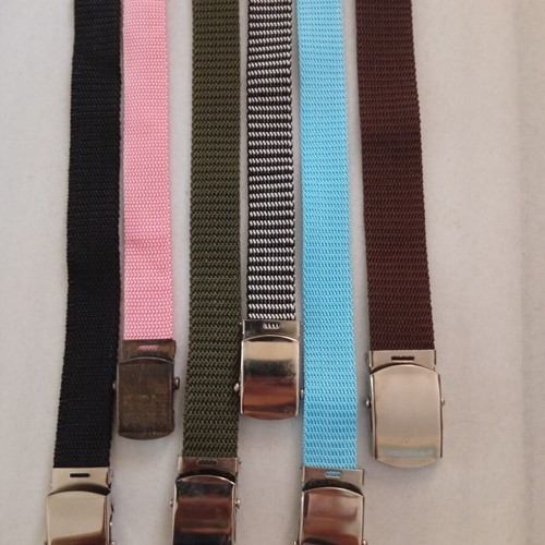 6 Unisex belts with metal buckles, adjustable, multicolor