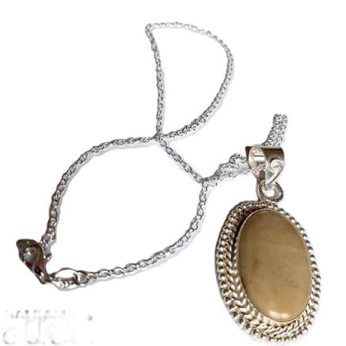 Vintage Necklace with Natural Jasper Pendant and Chain like new