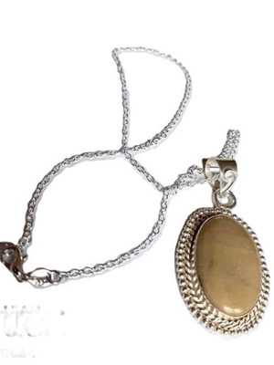 Vintage Necklace with Natural Jasper Pendant and Chain like new