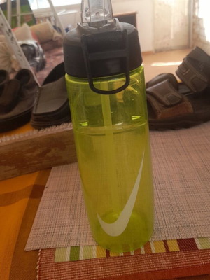 Transparent portable plastic water bottle