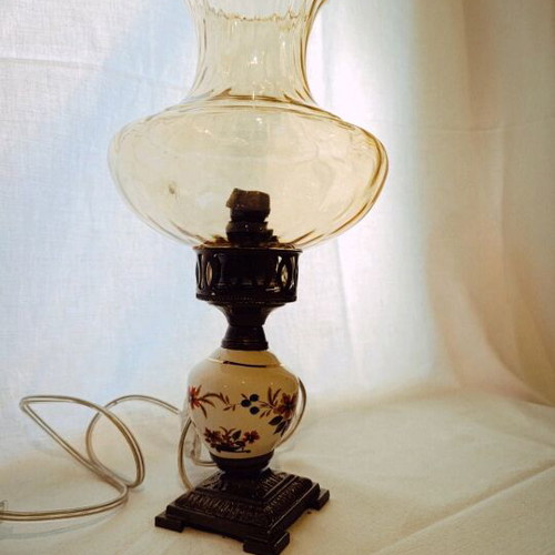 Antique table lamp used with metal elements