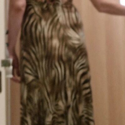 Maxi dress animal print with open back and bikini top, new