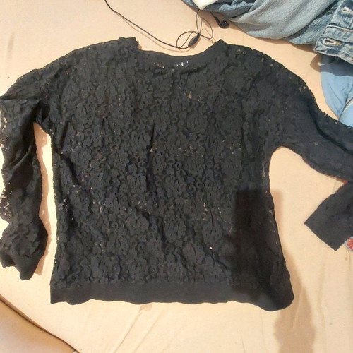 Ginatricot black lace-like blouse like new, size M