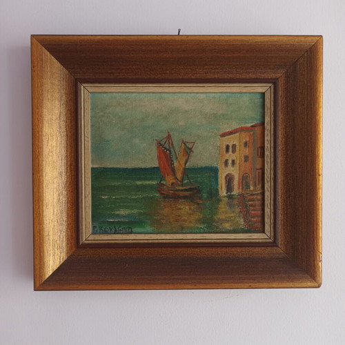 Painting used, 30x26 cm with solid wood frame
