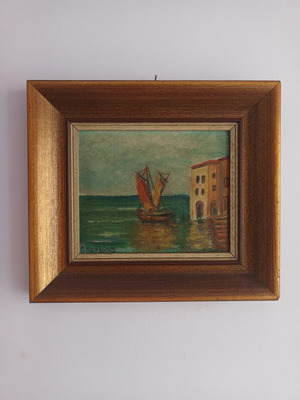 Painting used, 30x26 cm with solid wood frame