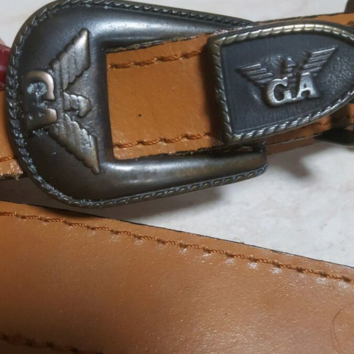 Giorgio Armani vintage leather belt used, brown and green