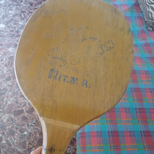 Vintage wooden beach rackets set of 3 with tennis ball, Eagle No 104 & Dolphin