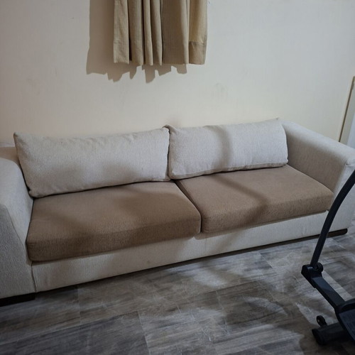 Living room sofa 3-seater brown beige