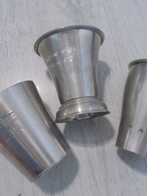 Svensk Tenn vintage pewter cups set of 3 used