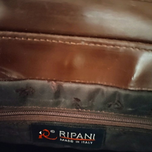 Ripani leather handbag used, brown, with scratches