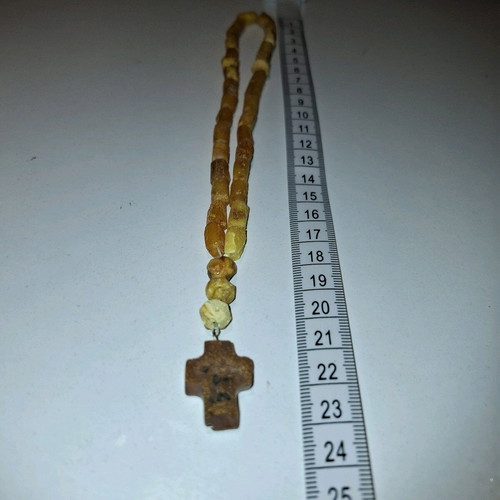 Amber Worry Beads with Cross Handmade New
